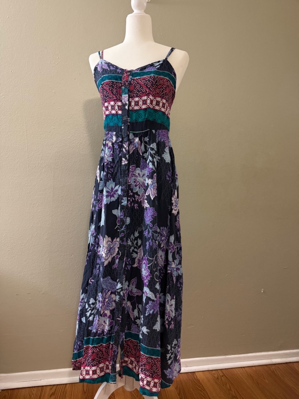 Jaase Boho Floral Button Front Maxi Dress Size L